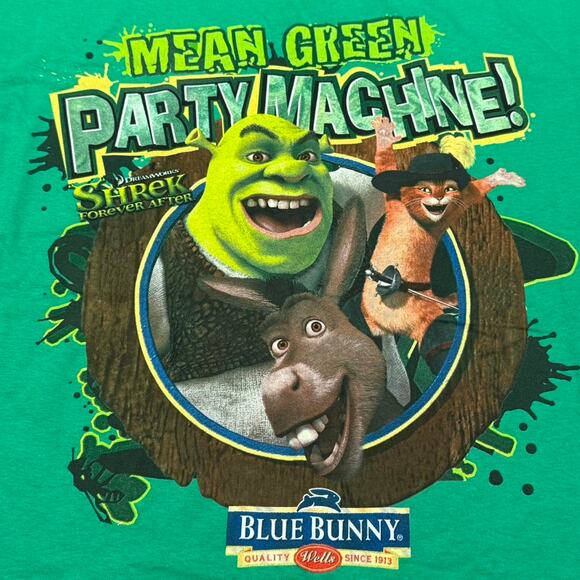 Shrek Mean Green Party Machine Promo Tee (2010) Blue Bunny Collab — XXL - Picture 2 of 6
